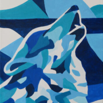 Pintura intitulada "Howling Blue" por Beate Blume, Obras de arte originais, Acrílico Montado em Armação em madeira