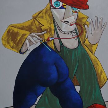 绘画 标题为“Busker playing the…” 由Ta Byrne, 原创艺术品, 油