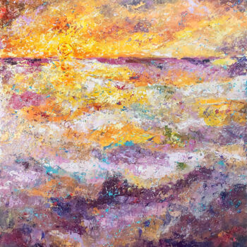 Painting titled "Paysage marin abstr…" by Artstudio29, Original Artwork, Acrylic Mounted on Wood Stretcher frame