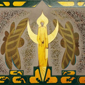 "Iscus Pintor Gold" başlıklı Tablo Wanja tarafından, Orijinal sanat, Akrilik Ahşap Sedye çerçevesi üzerine monte edilmiş