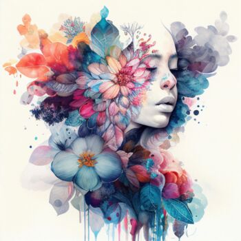 Arts numériques intitulée "Watercolor Tropical…" par Chromatic Fusion Studio, Œuvre d'art originale, Aquarelle