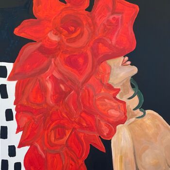 Картина под названием "Restless head" - Bombey, Подлинное произведение искусства, Акрил Установлен на Деревянная рама для но…