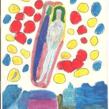 Dibujo titulada "Chagall 6" por Paul-Éric Langevin, Obra de arte original, Pastel