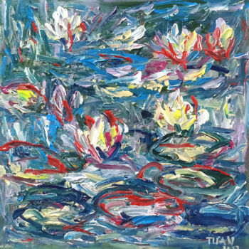Ζωγραφική με τίτλο "water lily pond 6" από Anh  Tuan Le, Αυθεντικά έργα τέχνης, Ακρυλικό