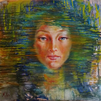 绘画 标题为“🟩Ailleurs 🟩Elsewhere” 由Isabel Mahe, 原创艺术品, 油 安装在其他刚性面板上