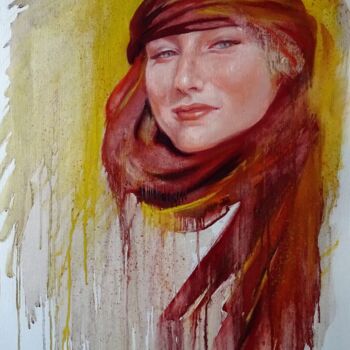 Painting titled "🐫Vent du Désert 🐫De…" by Isabel Mahe, Original Artwork, Oil Mounted on Other rigid panel