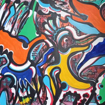 Painting titled "L'été d'Afrique !" by Kokou Senavon , Original Artwork, Acrylic Mounted on Wood Stretcher frame
