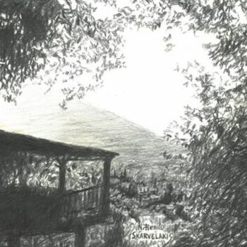 Drawing titled "Mountain View" by Nick Skarvelakis, Original Artwork, Pencil
