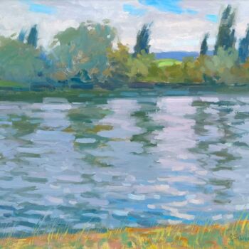 Pittura intitolato "Seine" da Olga Silivanchyk, Opera d'arte originale, Olio Montato su Telaio per barella in legno