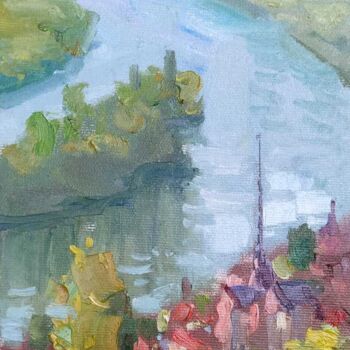 Pittura intitolato "Les Andelys" da Olga Silivanchyk, Opera d'arte originale, Olio Montato su Telaio per barella in legno