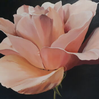 Painting titled "Rose Café au lait" by Sylvia Eder, Original Artwork, Acrylic