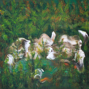 Painting titled "Green nature Alps R…" by Krsart, Original Artwork, Acrylic