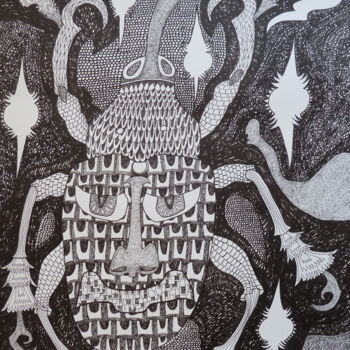 Dessin intitulée "Le Mangeur d'Etoiles" par Aurélie Sarrazin, Œuvre d'art originale, Encre