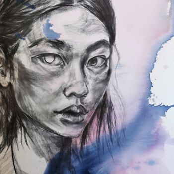Peinture intitulée "Voir l'Invisible" par Mathilde Reyz, Œuvre d'art originale, Fusain Monté sur Châssis en bois