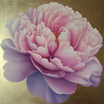 Painting titled "peony painting "Gra…" by Tatyana Mironova, Original Artwork, Oil