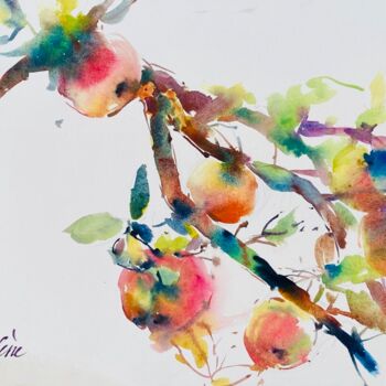 绘画 标题为“Apples (2)” 由Helene Manoli, 原创艺术品, 水彩