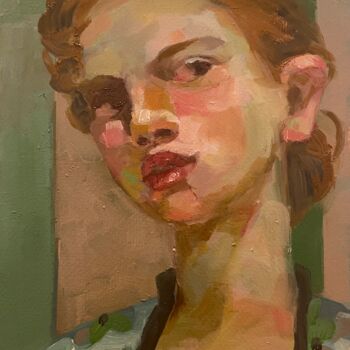 Painting titled "Green evening" by Lorena Iavorschi, Original Artwork, Oil