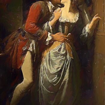 Digital Arts titled "The Stolen Kiss" by Gerry Martinez, Original Artwork, Digital Painting