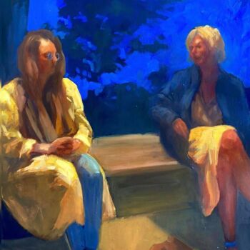 Painting titled "Dichotomia" by Justine Lemaire, Original Artwork, Oil Mounted on Wood Stretcher frame