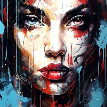Digital Arts titled "Éclat Dualité" by Frédéric Font (Chroma), Original Artwork, Digital Painting Mounted on Wood Stretcher…