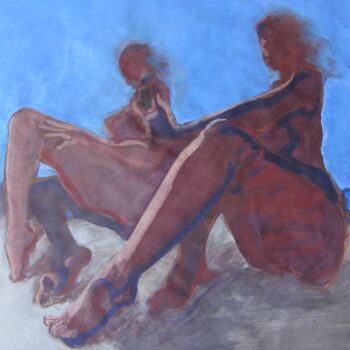 Painting titled "plage - 3" by Yakzan Atassi, Original Artwork, Acrylic
