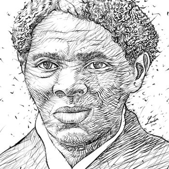 Рисунок под названием "HARRIET TUBMAN (2)" - Lautir, Подлинное произведение искусства, Чернила