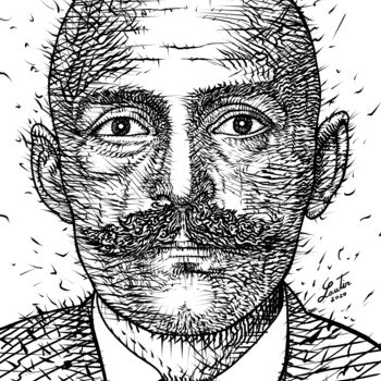 图画 标题为“GURDJIEFF ink portr…” 由Lautir, 原创艺术品, 墨