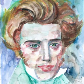 Ζωγραφική με τίτλο "SOREN KIERKEGAARD" από Lautir, Αυθεντικά έργα τέχνης, Ακουαρέλα