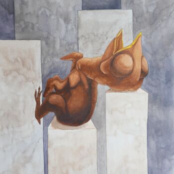 제목이 "Small blind chick"인 미술작품 Karina Danylchuk로, 원작, 수채화