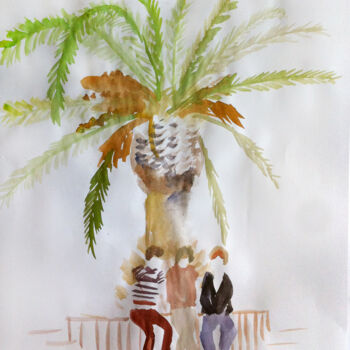 Schilderij getiteld "Chilling under the…" door Szabrina Maharita, Origineel Kunstwerk, Aquarel