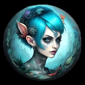 Digital Arts titled "Ocean Pixie T 01" by Bruno Dujardin, Original Artwork, AI generated image