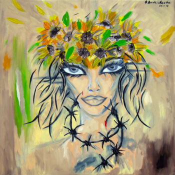 Pintura titulada "Iron Sun" por Oksana Budnichenko, Obra de arte original, Acrílico