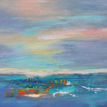 Painting titled "Les couleurs du ciel" by Dane, Original Artwork, Acrylic Mounted on Wood Stretcher frame