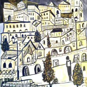 Drawing titled "Gold Zefat" by Janna Shulrufer, Original Artwork, Ink