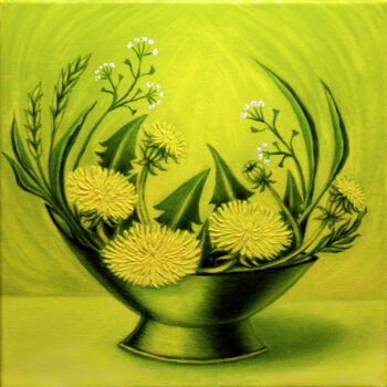 Painting titled "Fantasy composition…" by Oksana Kulik, Original Artwork, Oil Mounted on Wood Stretcher frame