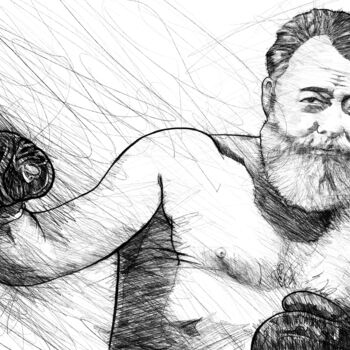 Dibujo titulada "ERNEST HEMINGWAY  p…" por Lautir, Obra de arte original, Lápiz
