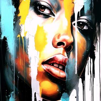 Digital Arts titled ""Éclat Diversité" by Frédéric Font (Chroma), Original Artwork, Digital Painting Mounted on Wood Stretch…
