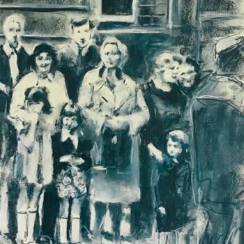 Drawing titled "Waiting for the Que…" by Victoria General, Original Artwork, Pastel