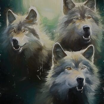 Arts numériques intitulée "Wolf Moon" par Gerry Martinez, Œuvre d'art originale, Peinture numérique
