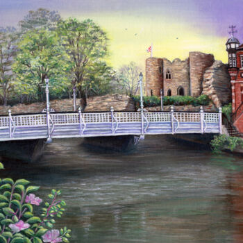 Pintura intitulada "Tonbridge Castle by…" por Sonia Finch, Obras de arte originais, Óleo Montado em Armação em madeira
