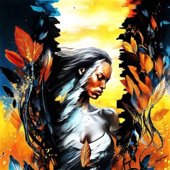 Digital Arts titled "Renaissance Éternel…" by Frédéric Font (Chroma), Original Artwork, Digital Painting Mounted on Wood Str…
