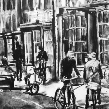 图画 标题为“Bread run.” 由Victoria General, 原创艺术品, 木炭