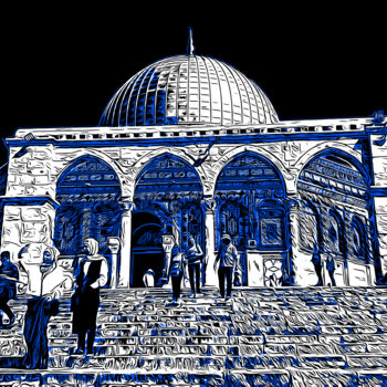 Digitale Kunst mit dem Titel "Blue Sacred Selfie" von Joseph Anthony Quattromini, Original-Kunstwerk, Nicht bearbeitete Foto…