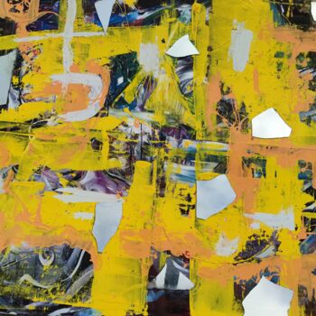 Collages titled "Mirror on Yellow" by Reiner Poser, Original Artwork, Collages