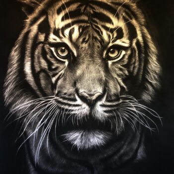 Dessin intitulée "Power" par Christelle Rossi Ligouzat (Chris Rossi), Œuvre d'art originale, Fusain