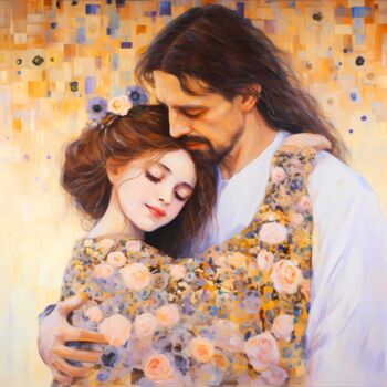 Arte digital titulada "FATHER AND DAUGHTER…" por Bast, Obra de arte original, Impresión digital Montado en Bastidor de camil…