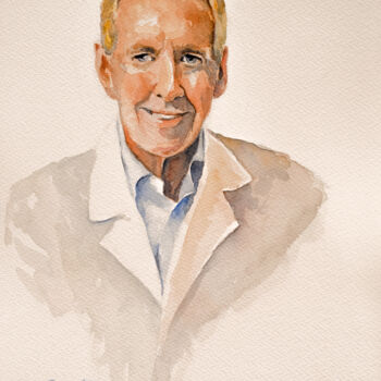 Peinture intitulée "Dennis J. Selkoe" par Eduardo Carpintero García, Œuvre d'art originale, Aquarelle