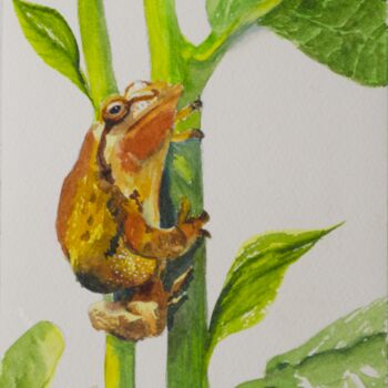 Painting titled "Orange and Yellow F…" by Paula Bridges, Original Artwork, Watercolor Mounted on Other rigid panel