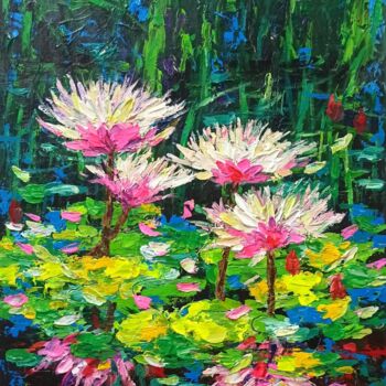 Ζωγραφική με τίτλο "Water lily, Flower…" από Anh  Tuan Le, Αυθεντικά έργα τέχνης, Ακρυλικό