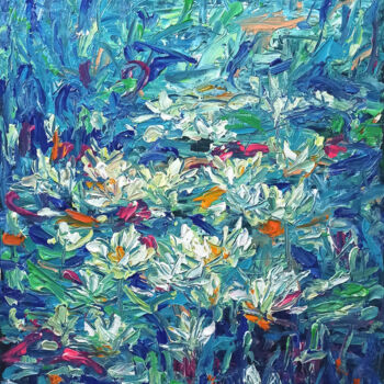 Painting titled "Water lily, Flower…" by Anh  Tuan Le, Original Artwork, Acrylic
